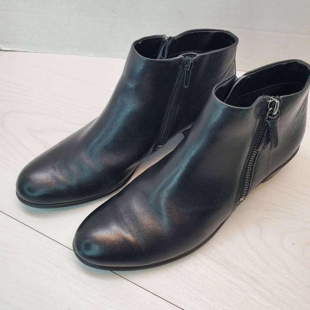 ECCO Womens Shape 35 Block Heel Leather Ankle Boots Black Size 40 Whimsigoth 90s